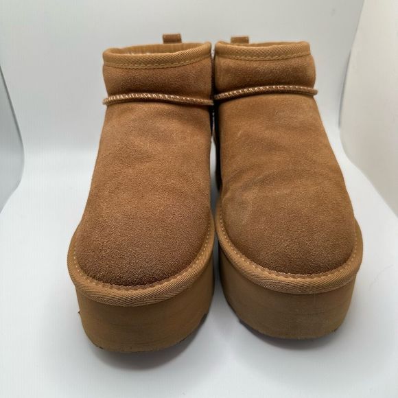 CUSHIONAIRE Women's Genuine Suede pull platform boot +Memory Foam 7 CHESTNUT - Picture 2 of 7